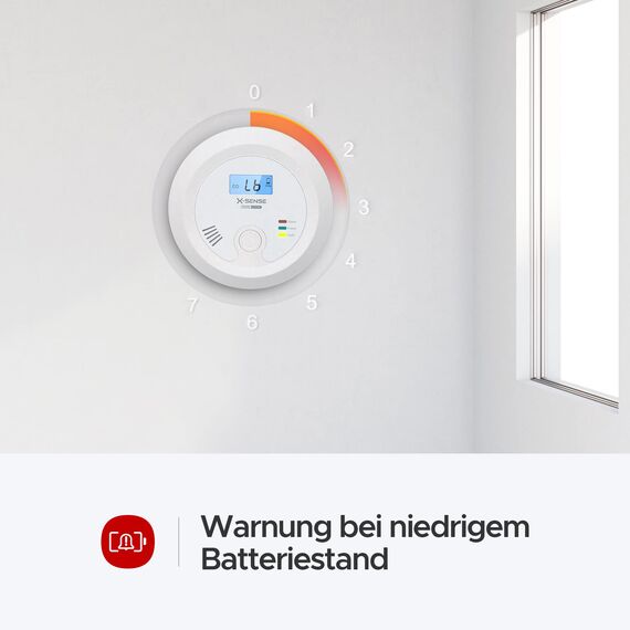 X-Sense CO Melder mit Austauschbarer Batterie und LCD Display inkl. CO-Konzentration, Kohlenmonoxidmelder mit Prüftaste und LED-Statusleuchte, bis 60 m, CO03B