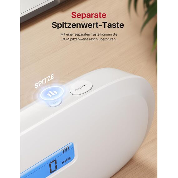 X-Sense Smart Kohlenmonoxid Melder XC0C-iR, TÜV Rheinland Zertifiziert, Stummschaltung per App, CO Melder mit LCD-Digitalanzeige, Kohlenmonoxidmelder mit austauschbarer Batterie, 1 Stück