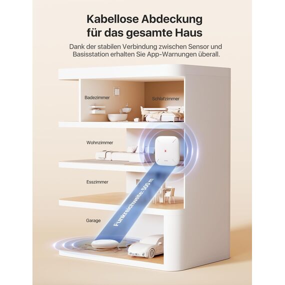X-Sense Wassermelder WLAN, Smarter Wassermelder, mit App-Warnungen（nur 2.4Ghz）, wasserdicht nach IP67, Funk-Wassersensor für Küche, Bad, Keller, SBS50 Basisstation erforderlich, SWS0A