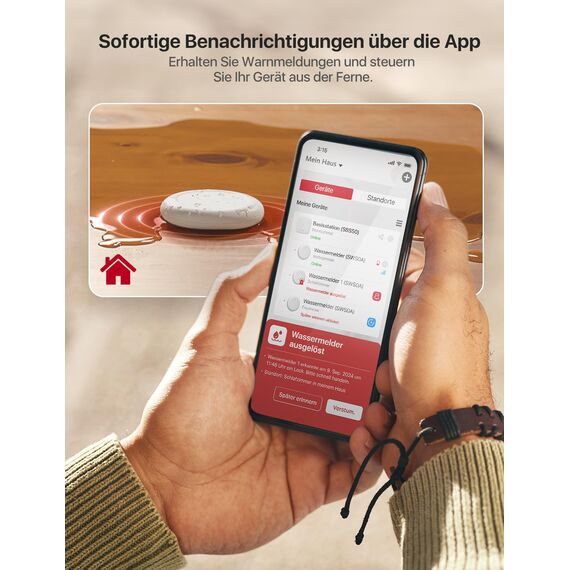 X-Sense Wassermelder WLAN mit SBS50 Basisstation, Smarter Wassermelder, App-Warnungen（nur 2.4Ghz）, wasserdicht nach IP67, Funk-Wassersensor für Küche, Bad, Keller, SWS0A41, 5er Set