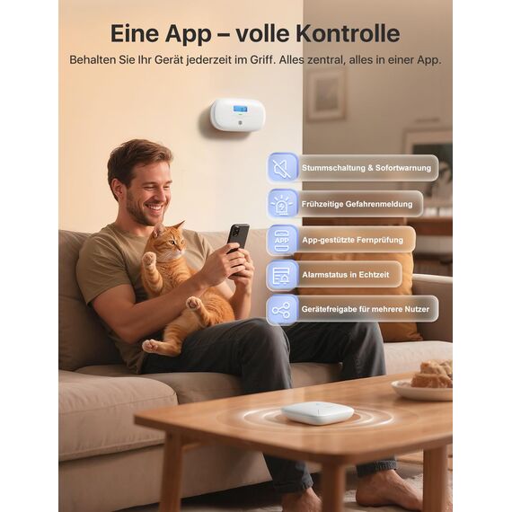X-Sense Smart Kohlenmonoxid Melder, TÜV Rheinland Zertifiziert, mit Digitalanzeige, austauschbarer Batterie, App-Steuerung, mit Basisstation SBS50, XC0C-MR11, 1 Stück