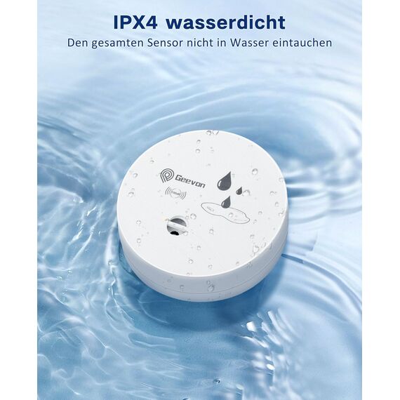 Geevon Wassermelder Wasseralarm2 Stück, 100dB Wasserwarner, Wassersensor Alarm, Batteriebetrieben für Keller, Badezimmer, Waschküche, Küchen, Garagen und Dachböden (Lieferung mit Batterie)