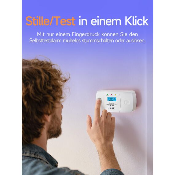Heiman Kohlenmonoxid Melder mit LCD-Display – Elektrochemischer Sensor, 10 Jahre Gerätelebensdauer Kohlenmonoxidmelder, Austauschbare AA-Batterien, 85 dB CO-Alarm, EN 50291 Zertifiziert