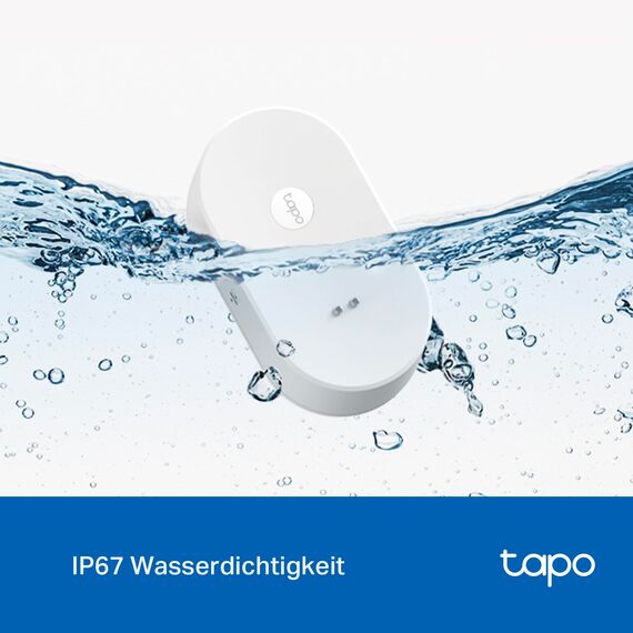 TP-Link Tapo T300 Smarter Wasserleck-Sensor, Tapo Hub erforderlich, eingebaute 90Db einstellbare Sirene, Sensor & APP & Hub-Alarm, IP67 wasserdicht, 1+Jahr Batterielebensdauer, Flexible Platzierung