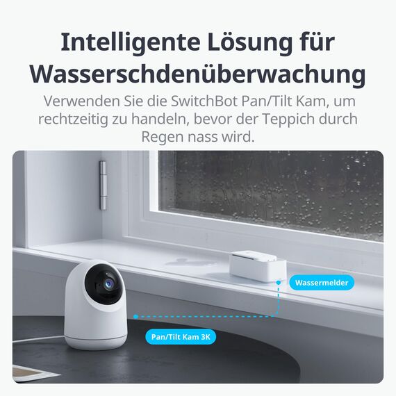 SwitchBot WLAN Wassermelder, Smart Wassersensor, 100dB einstellbarer Alarm & App-Benachrichtigung, IP67 wasserdicht, Wasserleck-Detektor für Zuhause mit 1m Sensorkabel, kein Hub erforderlich(nur 2.4G)