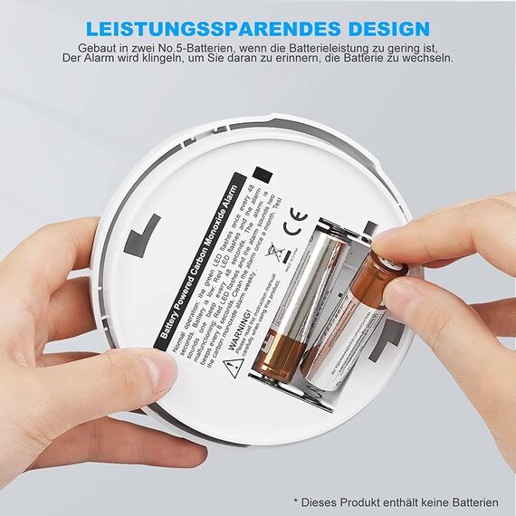 Kohlenmonoxid-Detektor, CO-Detektor mit digitaler LCD-Anzeige und akustischen Alarmen Carbon Monoxide Alarms Batteriebetrieben