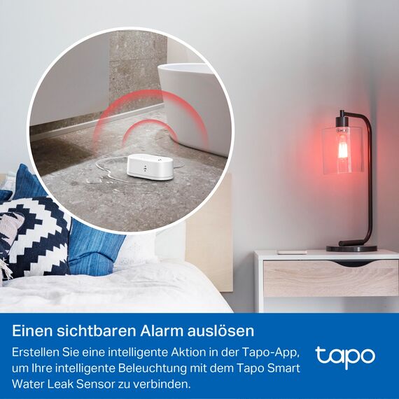 TP-Link Tapo T300 Smarter Wasserleck-Sensor, Tapo Hub erforderlich, eingebaute 90Db einstellbare Sirene, Sensor & APP & Hub-Alarm, IP67 wasserdicht, 1+Jahr Batterielebensdauer, Flexible Platzierung