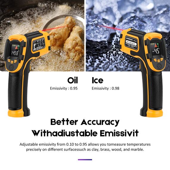 Infrarot Thermometer SOVARCATE Digitale Laser-Temperaturpistole -58°F~1112°F (-50°C～600°C) Nicht Menschliches Körperthermometer - für Kochen/Barbecue/Gefrierschrank/Industrie