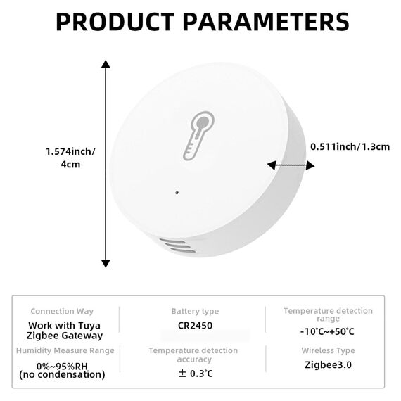 Haozee Zigbee Temperatur- und Feuchtigkeitssensor, 3er-Pack,ZigBee Hub erforderlich, für Fernüberwachung und Heimautomatisierung, Kompatibel mit Home Assistant Zigbee2mqtt
