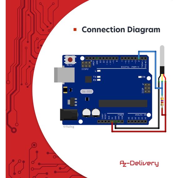 AZDelivery 10 x DS18B20 3M Kabel digitaler Edelstahl Temperatursensor Temperaturfühler, wasserdicht kompatibel mit Arduino und Raspberry Pi inklusive E-Book | kompatibel mit Shelly Temperatursensor