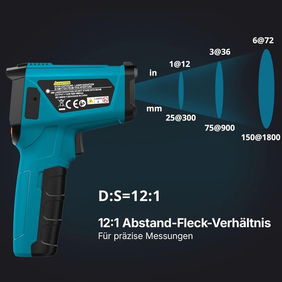 Infrarot Thermometer(nicht für Menschen) -50°C bis 800°C Tilswall IR Digital Laser Temperaturmessgerät mit Kochen LCD Display für Kochen/Barbecue/Pizza Oven/Gefrierschrank/Industrie