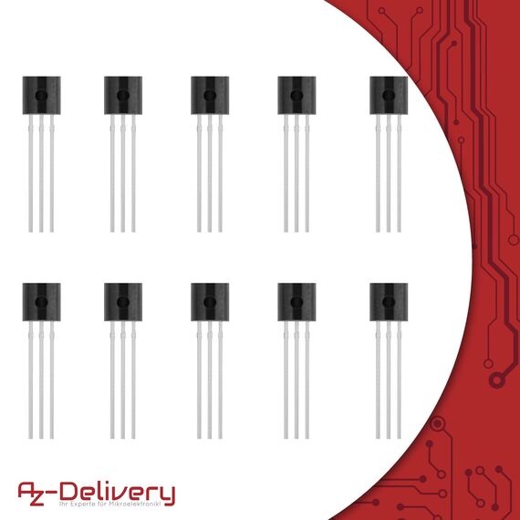 AZDelivery 10 x DS18B20 Digitaler Temperatursensor TO92-55°C - +125°C kompatibel mit Arduino und Raspberry Pi inklusive eBook!