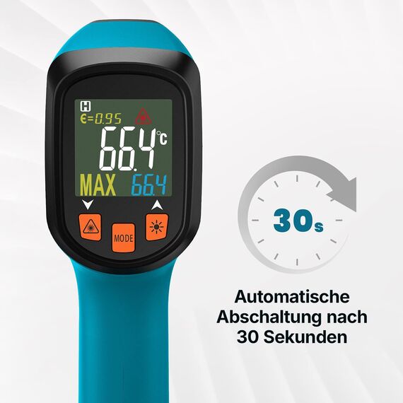 Tilswall Infrarot Thermometer(nicht für Menschen) -50°C bis 600°C IR Digital Laser Temperaturmessgerät für Kochen/Barbecue/Pizza Oven/Gefrierschrank/Industrie (Fleischthermometer inklusive)