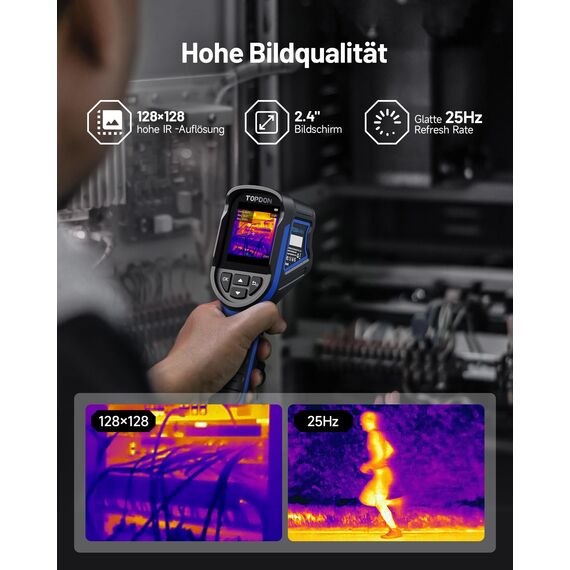 TOPDON Wärmebildkamera TC004 Mini, 240x240 IR-Auflösung, 15 Stunden Akkulaufzeit, -20°C bis 450°C, 25Hz, Infrarot Kamera Handy für Hauswartung, Leckageinspektion, HVAC-Inspektion