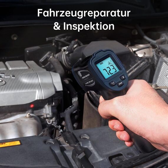 ERICKHILL Infrarot-Thermometer -50 ℃ ~ 600 ℃ Berührungslose digitale Laser-Temperaturpistole mit LCD-Display, einstellbarer Emissionsgrad – geeignet zum Kochen/Grillen/Einfrieren, mit Fleischsonde
