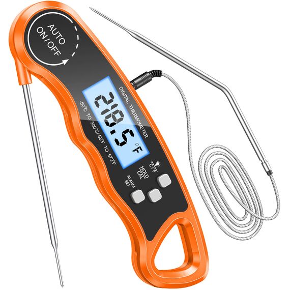 CIRYCASE Fleischthermometer Digital, Sofort Lesen Bratenthermometer Ofenthermometer, Externe Lange Sonde mit 102cm-Edelstahlkabel, Zeigerthermometer, Backofenthermometer für Küche, BBQ, Ofen, Backen