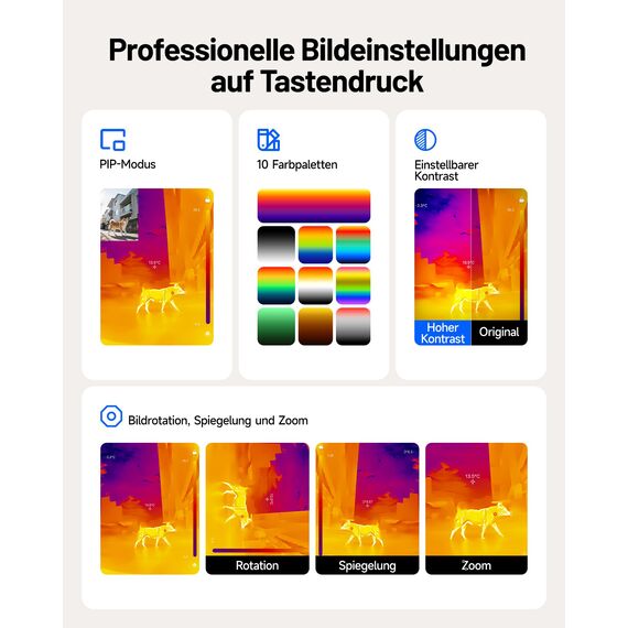 TOPDON TC002C Duo Wärmebildkamera für Android iPhone iOS, 512×384 TISR-Superauflösung Infrarot Kamera mit USB-C, 25Hz, 40mK, -20°C bis 550°C, zur Inspektion von Gebäuden, Fahrzeugen, Leckagen, HLK