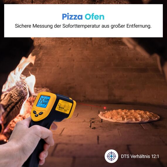 Etekcity Infrarot-Thermometer, Temperaturmessgerät -50°C bis +450°C - digital Laser Infrarot Thermometer für Küche, Pizzaofen, Grill, Backen - Nicht für Menschen - Gelb/Schwarz
