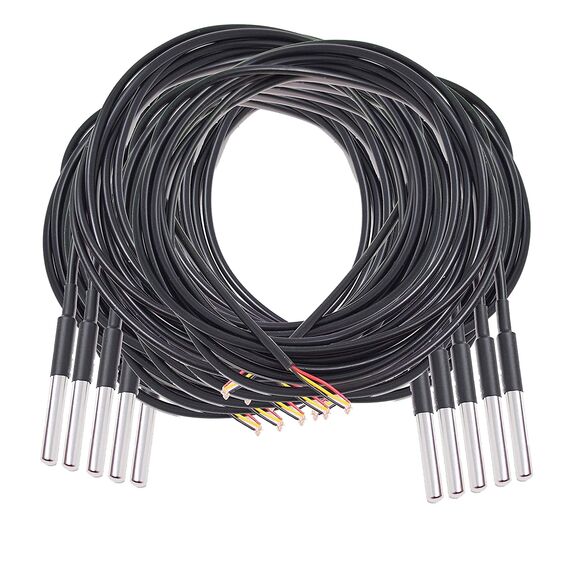 AZDelivery 10 x DS18B20 3M Kabel digitaler Edelstahl Temperatursensor Temperaturfühler, wasserdicht kompatibel mit Arduino und Raspberry Pi inklusive E-Book | kompatibel mit Shelly Temperatursensor