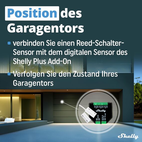 Shelly Plus Add-On - Add-On für Shelly Plus & Gen3 Geräte, Schnittstelle für Temperatur- und Luftfeuchtigkeitssensoren, DS18B20, DHT22 & Arduino Sensoren, Analoger und Digitaler Eingang