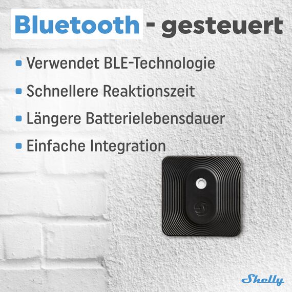 Shelly Blu H&T Schwarz | Bluetooth-gesteuerter Temperatur- und Luftfeuchtigkeitssensor | Spritzwassergeschützter und Staubdichter | Schutzklasse IP54 | iOS-Android-App | Gateway Erforderlich