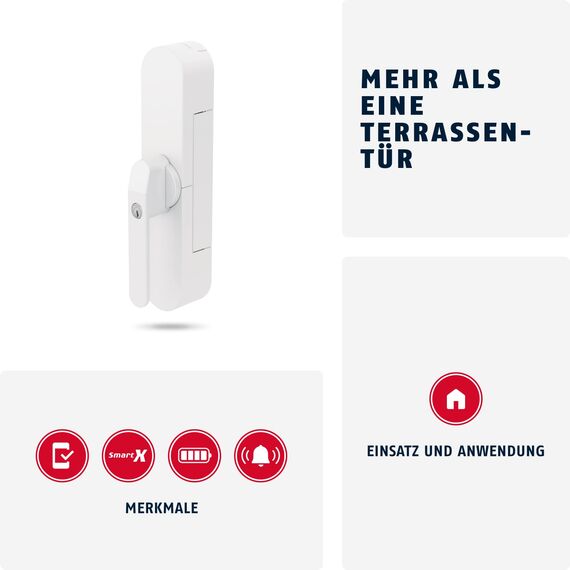 ABUS Fensterantrieb WINTECTO One – smarter Fenstergriff für Fenster, Balkon- und Terrassentür – mit Alarmfunktion – einfache Montage ohne Bohren – Weiß, gleichschließend (AL0145)