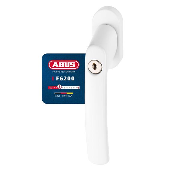 ABUS Abschließbarer Fenstergriff FG200 AB208-5er Set - Fensterknauf mit Druckzylinder, gleichschließend - ABUS-Sicherheitslevel 3-84581 - Weiß