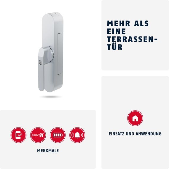 ABUS WINTECTO One - smarter Fensterantrieb für Fenster, Balkon- und Terrassentür - mit Alarmfunktion - einfache Montage ohne Bohren - Silber, gleichschließend (AL0145)