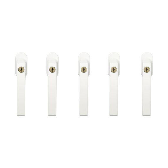 ABUS Abschließbarer Fenstergriff FG210 AB210 - Fensterknauf mit Druckzylinder, gleichschließend - ABUS-Sicherheitslevel 3-41192 - Weiß - 5er Set