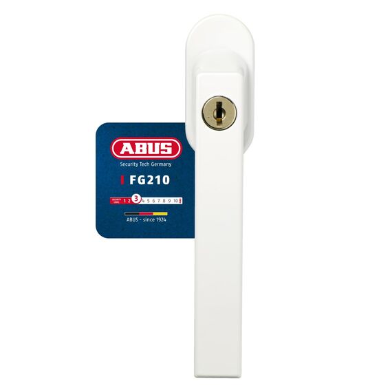 ABUS Abschließbarer Fenstergriff FG210 AB210 - 3er Set - Fensterknauf mit Druckzylinder, gleichschließend - ABUS-Sicherheitslevel 3 - 59489 - Weiß