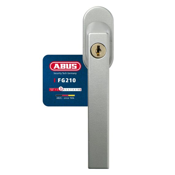 ABUS Abschließbarer Fenstergriff FG210 AB210 - 3er Set - Fensterknauf mit Druckzylinder, gleichschließend - ABUS-Sicherheitslevel 3 - 59488 - Silber