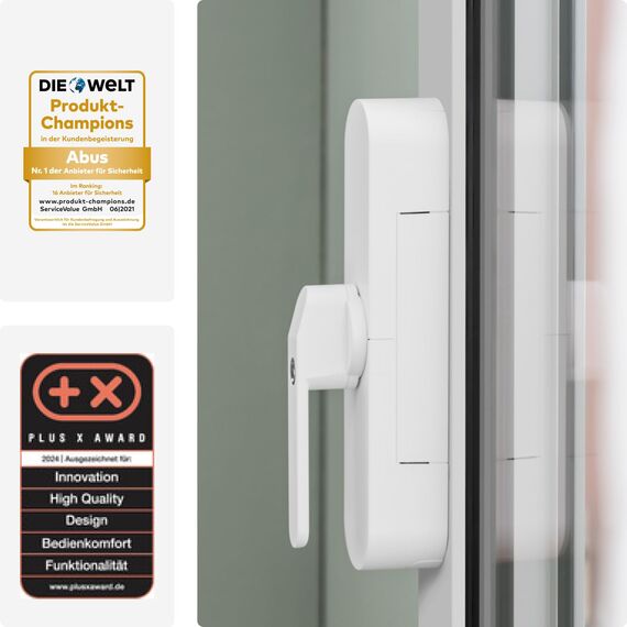 ABUS Fensterantrieb WINTECTO One – Smarter Fenstergriff für Fenster, Balkon- und Terrassentür – mit Alarmfunktion – einfache Montage ohne Bohren – Schwarz, gleichschließend (AL0145)
