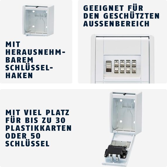 ABUS KeyGarage 787 - Schlüsselbox zur Wandmontage - für Schlüssel oder kleine Wertgegenstände - Weiß