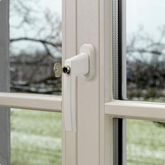 ABUS Abschließbarer Fenstergriff FG210 AB210 - 3er Set - Fensterknauf mit Druckzylinder, gleichschließend - ABUS-Sicherheitslevel 3 - 59489 - Weiß
