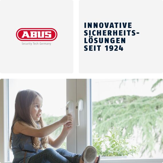 ABUS Abschließbarer Fenstergriff FG210 AB210 - Fensterknauf mit Druckzylinder, gleichschließend - ABUS-Sicherheitslevel 3 - 59486 - Silber