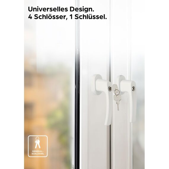 Prowiste 4 Abschließbare Fenstergriffe Weiß - ???????????????????????????????????????????????? - Einfache Montage - Mit 8 universalen Schlüsseln - Zuverlässiger Schutz