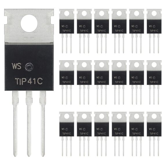 ALLECIN TIP41C TIP41 NPN Transistor 6A 100V Darlington Silizium Leistungstransistoren 3-Polig TO-220 (Packung mit 20 Stück)