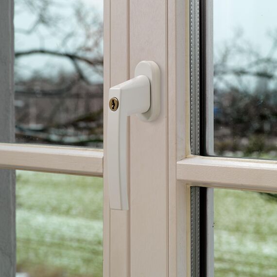 ABUS Abschließbarer Fenstergriff FG210 AB210 - Fensterknauf mit Druckzylinder, gleichschließend - ABUS-Sicherheitslevel 3-41192 - Weiß - 5er Set