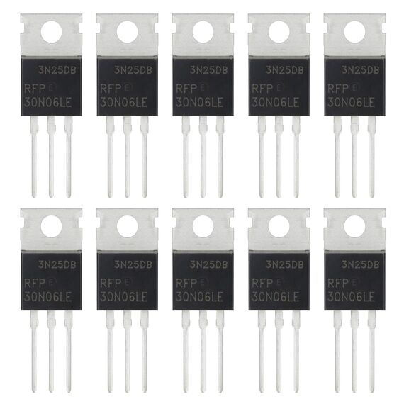 ALLECIN 10 Stück RFP30N06LE P30N06LE RFP30N06 30N06LE N-Kanal-Leistungs-MOSFET-Transistoren 30A 60V Halbleiterprodukte MOSFETS-Transistor 30 Ampere 60 Volt TO-220