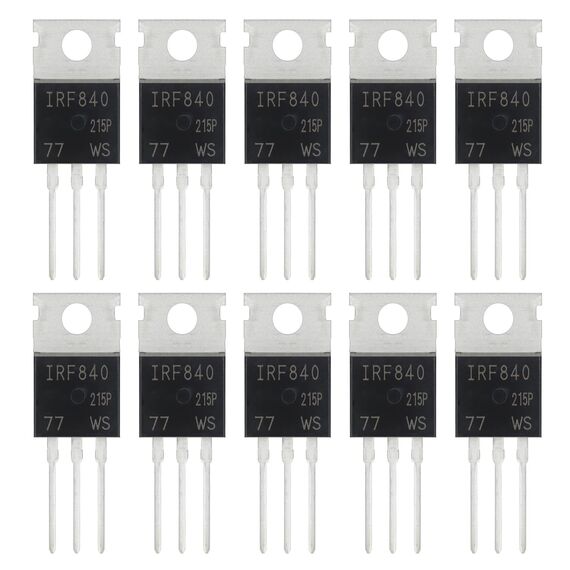 ALLECIN 10 Stück IRF840 IRF840N IRF840A IRF840PBF MOSFET Transistoren Leistungs Halbleiterprodukte 8A 500V N-Kanal MOSFETS Transistor 8 Ampere 500 Volt TO-220