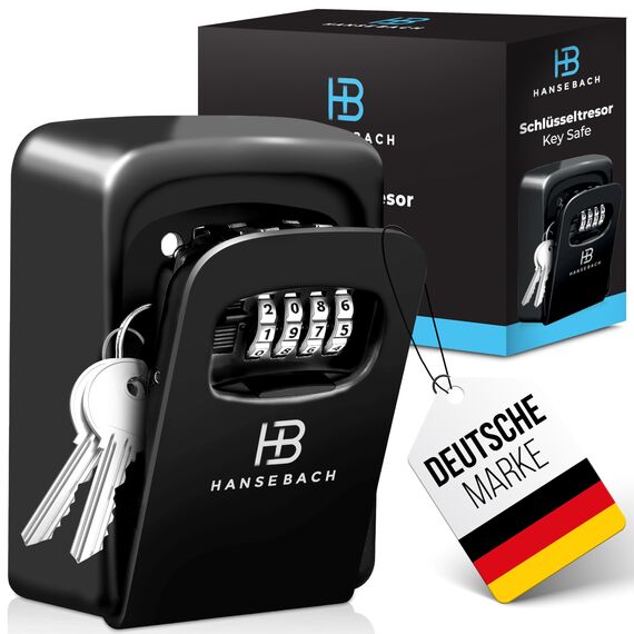 HANSEBACH® Schlüsseltresor mit Zahlencode inkl. Haken für Schlüssel - wetterfeste Schlüsselbox für Außen & Innen, robuster Schlüsselsafe zur sicheren Schlüsselaufbewahrung - Box mit Zahlenschloss