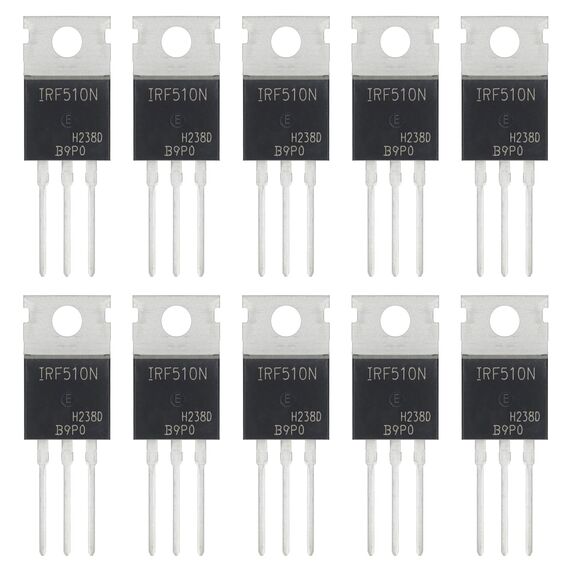 ALLECIN 10 Stück IRF510 IRF510N IRF510NPBF MOSFET Transistoren Leistungs Halbleiterprodukte 5,6A 100V N-Kanal MOSFETS Transistor 5,6 Ampere 100 Volt TO-220