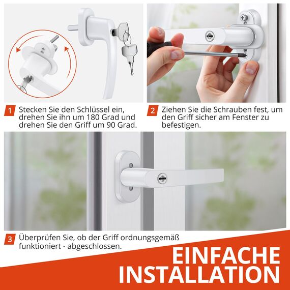 GETLITOOL Fenstergriffe Abschließbar, 2 Stück Fensterschloss Aluminium mit Schlüsseln, Sicherheitsfenstergriff in Stiftlänge 35mm, Kindersicherung Fenstersicherung für Fenstertür Heimsicherheit-Weiß