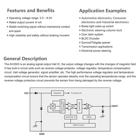 ALLECIN AH3503 Hall Effekt Sensor 3503 Linearer Hall-Effekt-Sensor 3 Poliger Magnetdetektor Hall-Effekt-Sensoren TO-92S Linear Hallsensoren 3Pin (Packung mit 20 Stück)