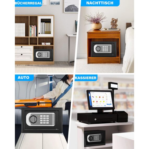 Mini Safe Tresor für Zuhause, MöBeltresor Klein mit Feuerfest Wasserdicht Geldtasche, Kleiner Tresor Sicherheitssafe mit Zahlenschloss,Tresore Kinder Wandtresor für Geld Medikamente Schmuck