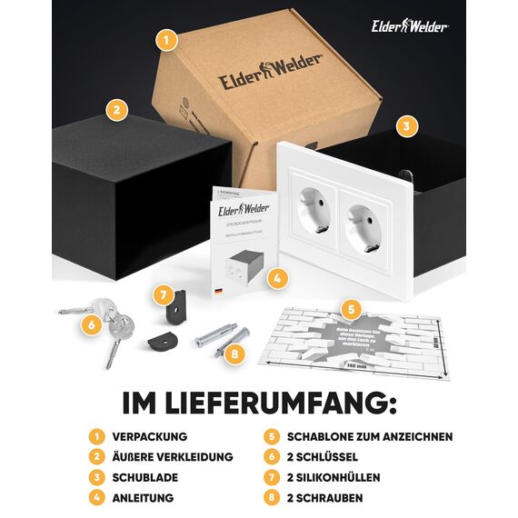 Elder Welder® Steckdosen Safe Tresor Versteck | Jetzt mit Fake-Stecker Funktion | Wandtresor zum Einmauern | Steckdosentresor als Geheimfach | Mini Safe für Geldversteck Geheimversteck | Geld Box