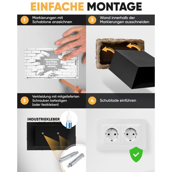 Elder Welder® Steckdosen Safe Tresor Versteck | Jetzt mit Fake-Stecker Funktion | Wandtresor zum Einmauern | Steckdosentresor als Geheimfach | Mini Safe für Geldversteck Geheimversteck | Geld Box