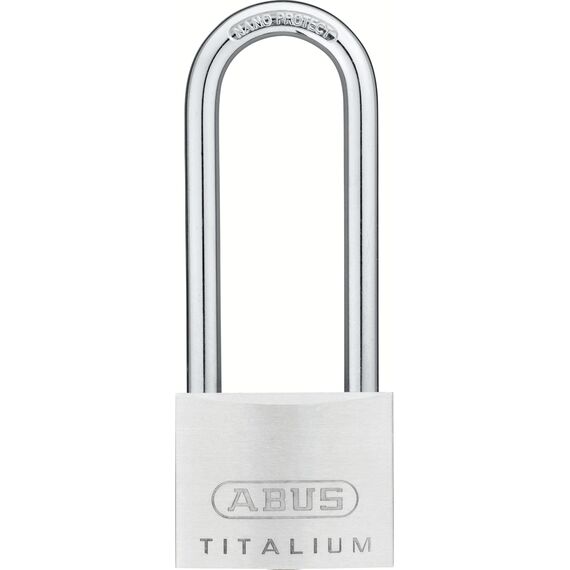 ABUS Vorhängeschloss Titalium 64TI/50HB80 gl.-6511 - gleichschließend und mit hohem Bügel - Kellerschloss mit Schlosskörper aus Spezial-Aluminium - gehärteter Stahlbügel - ABUS-Sicherheitslevel 6