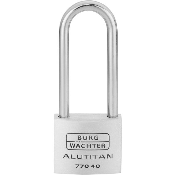 Burg-Wächter Vorhangschloss, Vorhängeschloss mit Schlüssel, 6,9 mm Bügelstärke, massives Aluminiumschloss, Innenwerk rostfrei, Gehärtet, Alutitan 770 HB 40 65 SB