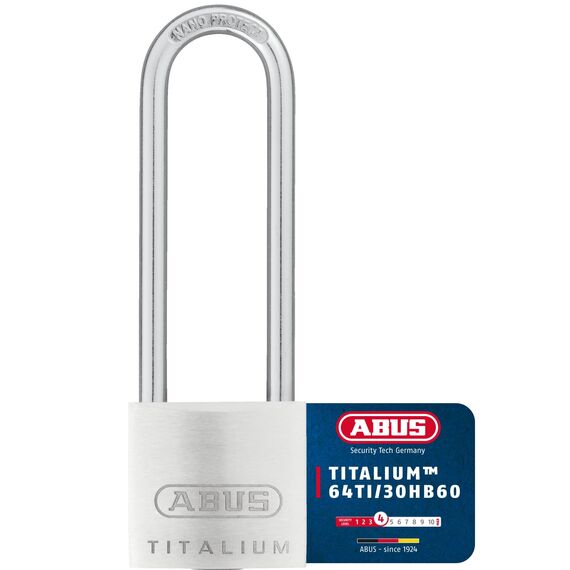 ABUS Vorhängeschloss Titalium 64TI/30HB60 - mit hohem Bügel - Kellerschloss mit Schlosskörper aus Spezial-Aluminium - gehärteter Stahlbügel - ABUS-Sicherheitslevel 4